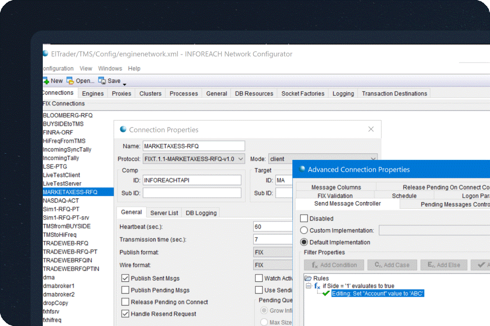 FIX protocol engine configure