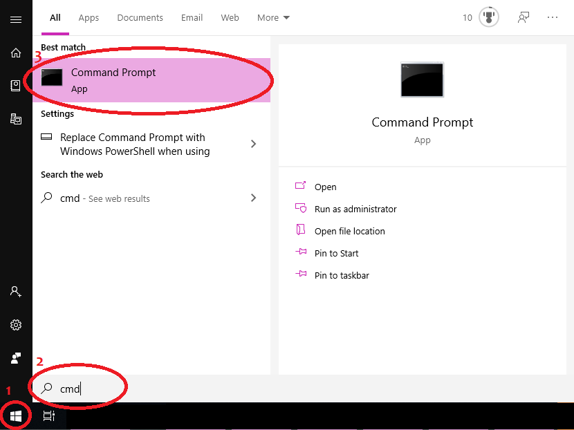 Windows Menu and Command Prompt